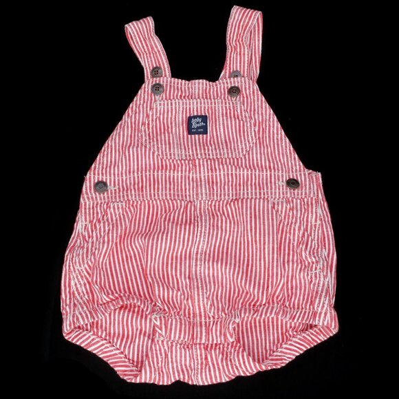 Oshkosh Vestbak Overall Bubble Suit Romper Red White Stripes Baby Unisex 18M - Picture 1 of 3